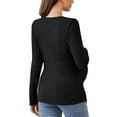 thumbnail image 4 of Akafmk Womens Long Sleeve Maternity Tops,Womens Maternity Solid Color Ribbed Long Sleeve V Neck Casual Fitted Curved Hem Stretchy Pregnancy Pregnant Mama Tops, 4 of 4