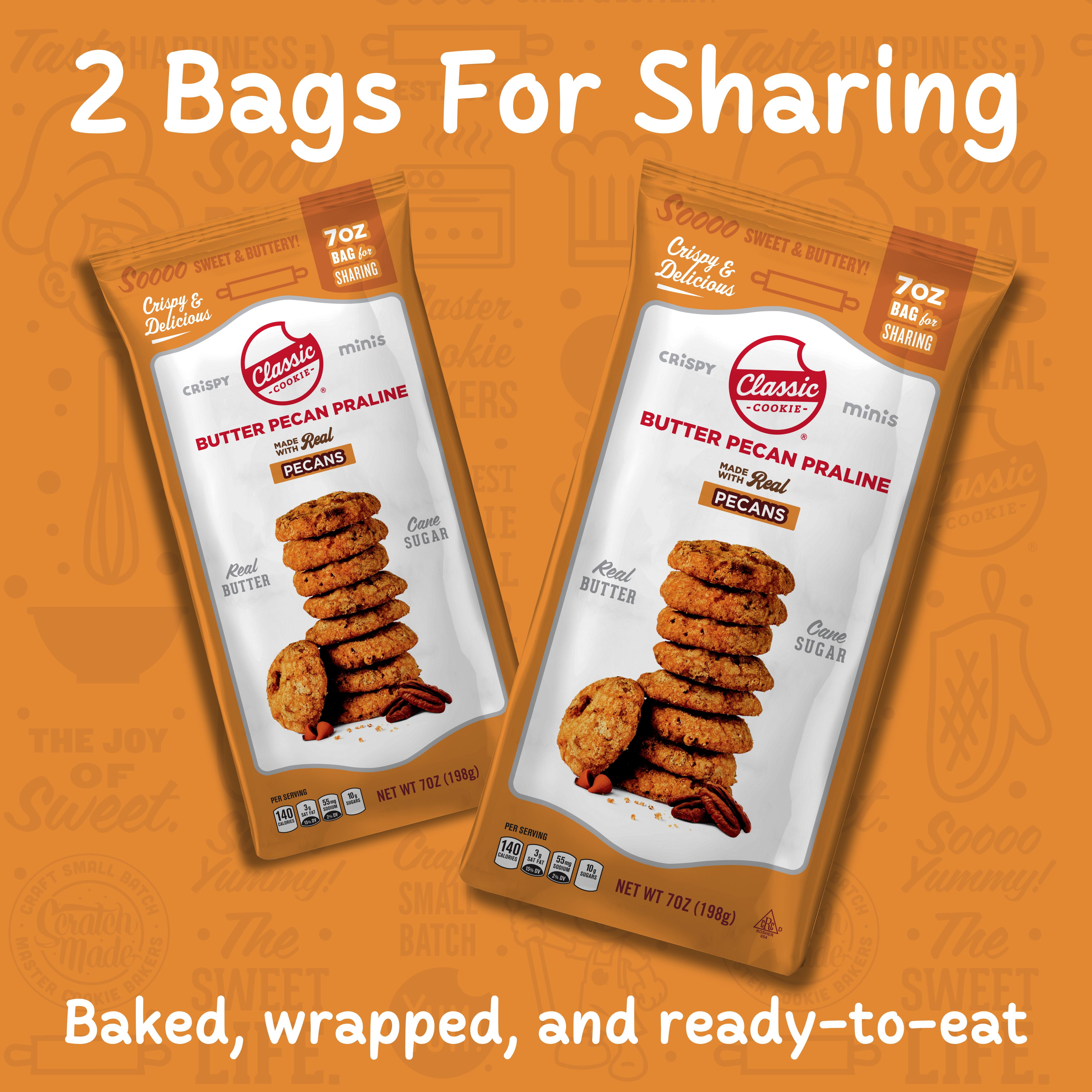 Classic Cookie, Crispy Mini Cookies, Butter Pecan Praline 7oz, 2 Bags