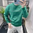 thumbnail image 2 of Sudadera con capucha y letras estampadas para hombre, ropa para hombre, sudadera ajustada sin capucha, jersey verde de alta calidad, estilo coreano, algodón, barata, 2 of 5