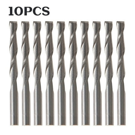 

Fule 10pcs 3.175mm 2 Flute CNC Solid Carbide Spiral End Mill Woodwork Router Bit