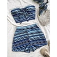 thumbnail image 3 of Women'S 2 Piece Striped Set Off Shoulder Tops and Shorts Summer Two Piece Going Out Beach Vacation Blue L, 3 of 3