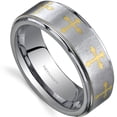 thumbnail image 4 of Tungsten Rings for Men Wedding Bands for Him Womens Wedding Bands for Her 6mm Brushed with Gold Cross, 4 of 7