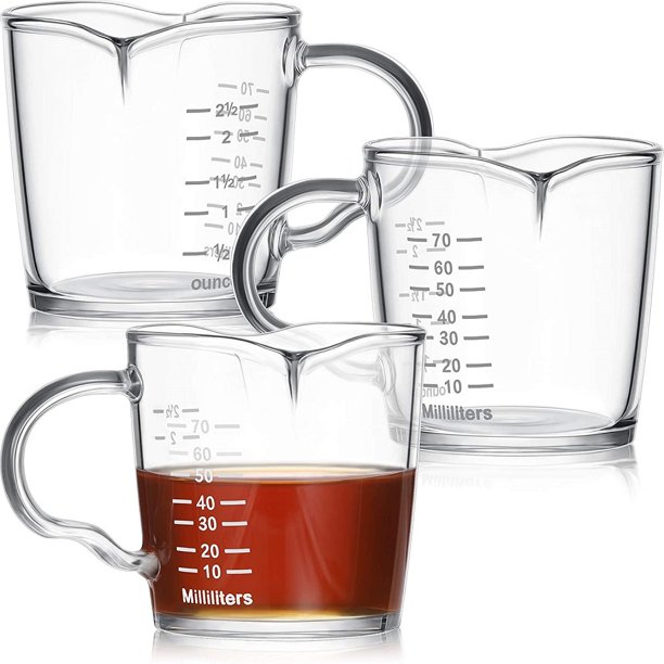 3PCS Double Spouts Measuring Cups Espresso Shot Glass 3Ounce Barista