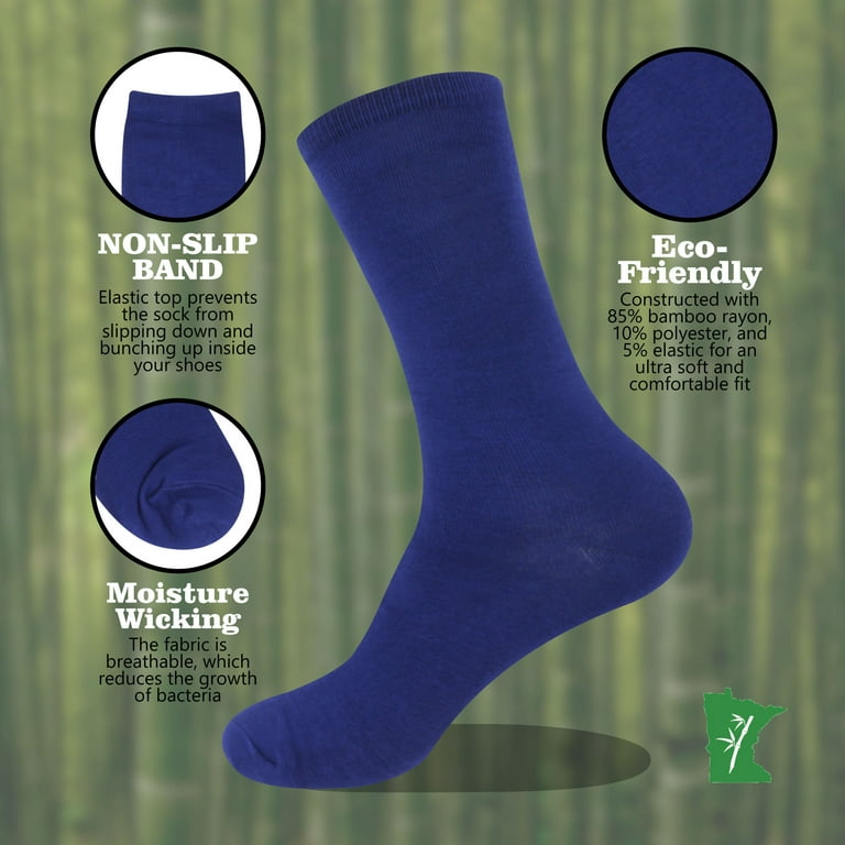 BambooMN Men's Rayon from Bamboo Casual Dress Crew Socks - Charcoal - 8  Pairs - Walmart.com