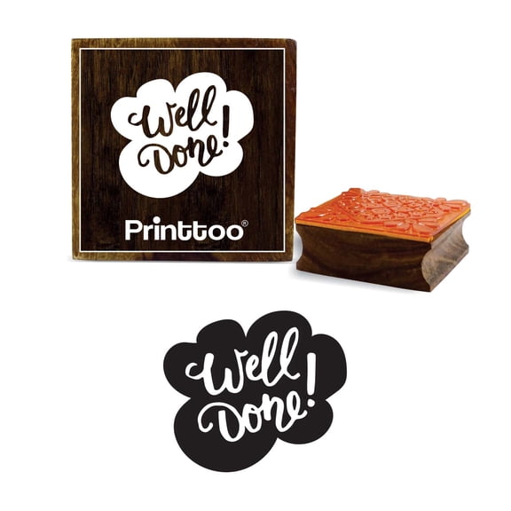Printtoo Well Done Word Design Scrap-booking Square Wooden Rubber Stamp Diary Card-5 x 5 Inches