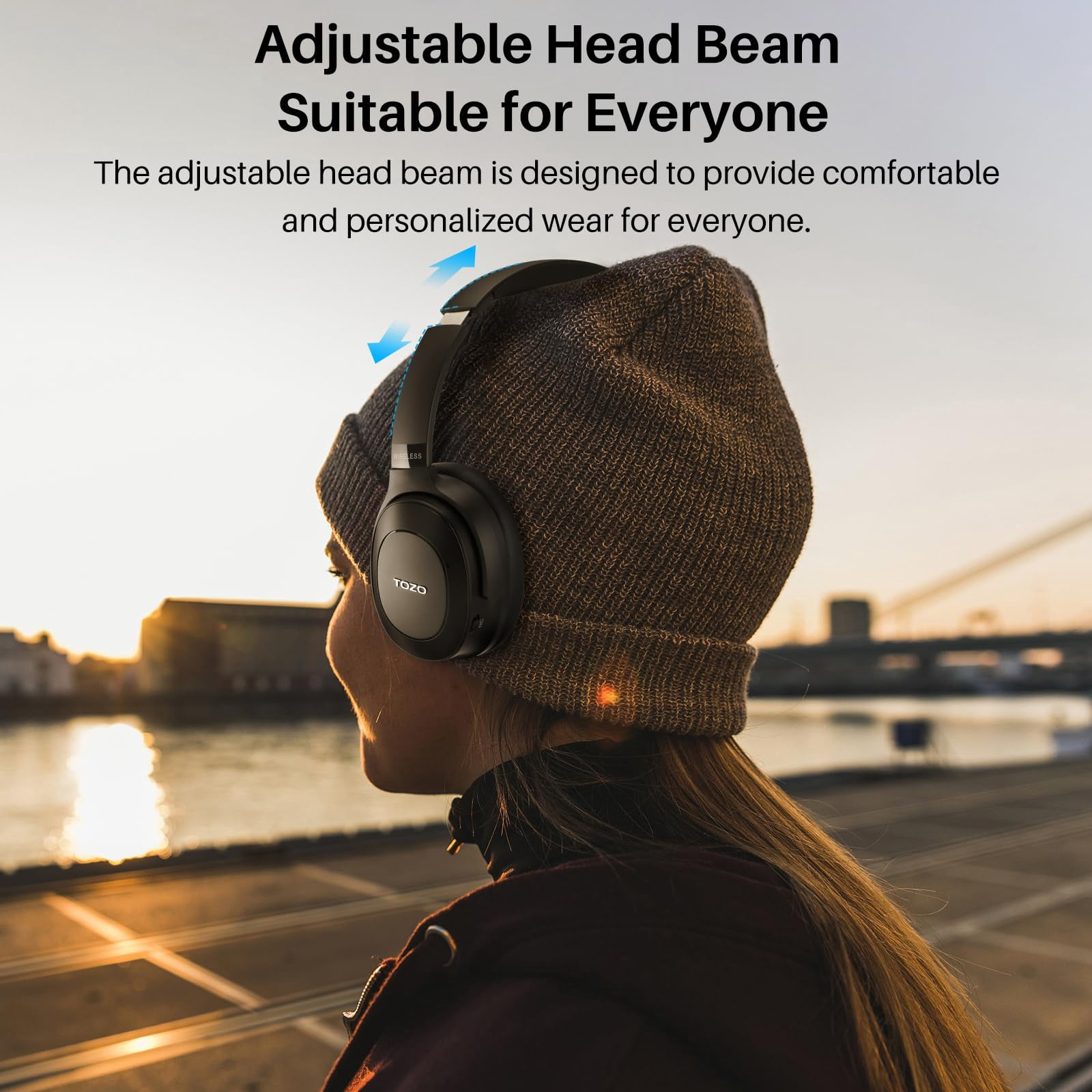 TOZO HT1 Over Ear Bluetooth 5.3 Headphones,ANC & ENC Noise Cancelling Clear Calls,40H Playtime,Custom 32EQ via App,Hi-Res Audio Deep Bass,Comfort Fit Ear Cups,Wireless Headphone for Sport Travel Home