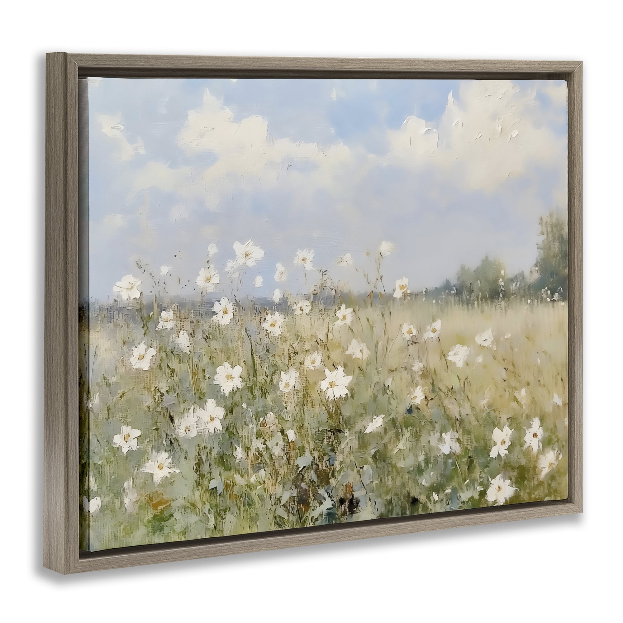 Stupell Industries Neutral Wildflower Field in Bloom Brown Framed Floater Canvas Wall Art, design by LSR Design Studio