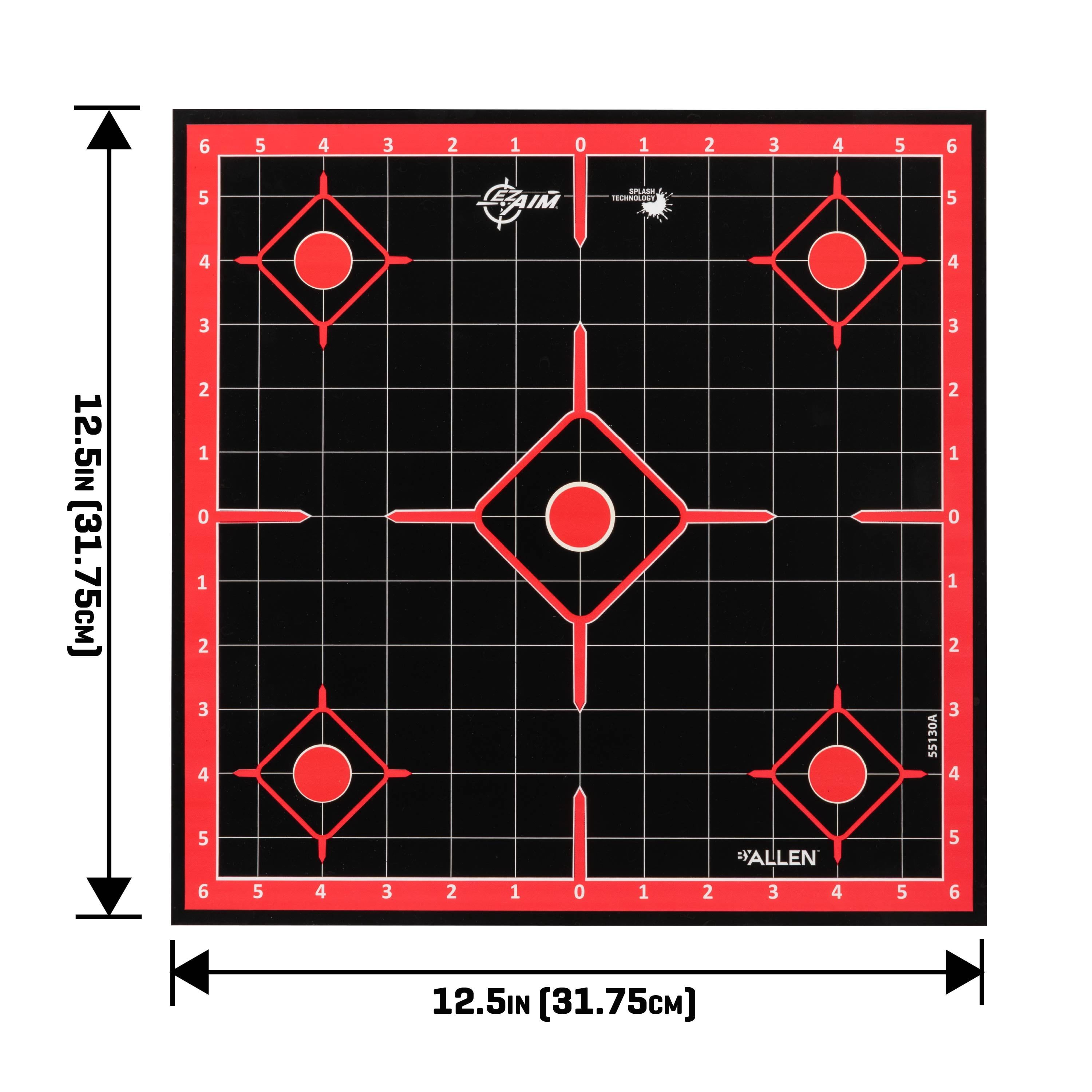 EZ Aim Splash Bullseye and Sight Grid Targets, 12 x 12 Inch, 10 Pack