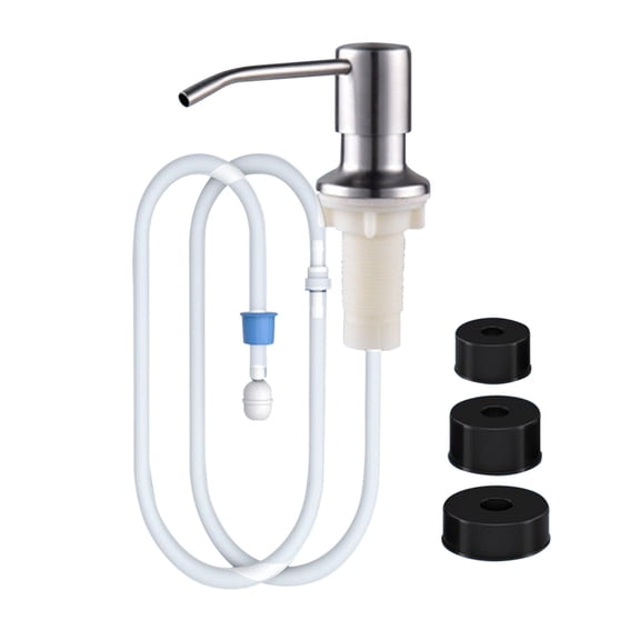 Soap Dispenser For Kitchen Countertop In Brushed Stainless Steel Pump With 47" Extension Tube Kit Under S Mount Dish Soap Lotion Dispenser Space Saving Easy Fill