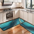 thumbnail image 3 of Kitchen Rugs Sets Of 2,Teal Marble Gold Wave Pattern Anti Fatigue Kitchen Mat Rugs Non Slip Washable,Decorative Kitchen Floor Mats for Kitchen,Sink,Laundry,17"x47"+17"x47", 3 of 5