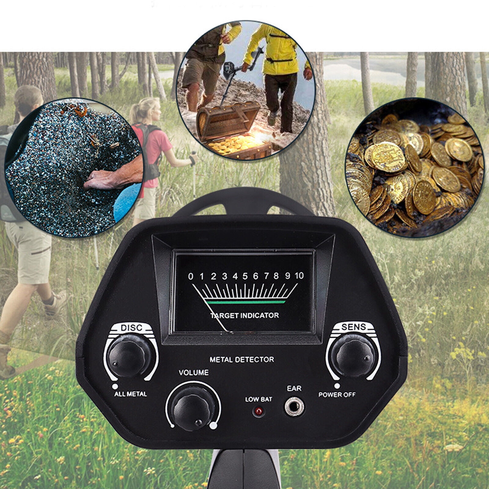 LineYDI Waterproof LCD Metal Detectors Gold Digger Deep Sensitive Hunter Coil Searcher,Black