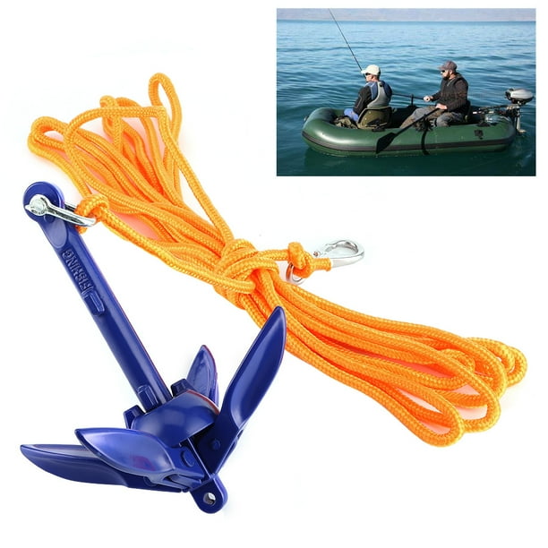 Tebru Aluminum Alloy Anchor,Marine Folding Anchoring Kit 4‑Tine Anchor