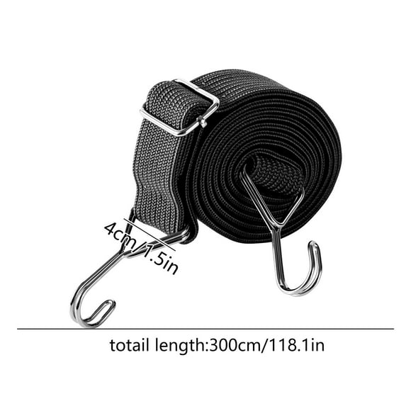 Elastic Truck Motorcycle Binding Strap 196.85x1.97in | Heavy-Duty Cargo Tie-Down Rope with Quick-Release Buckle | Super Strong Tensile Binding Strap (Black 0.66lb)