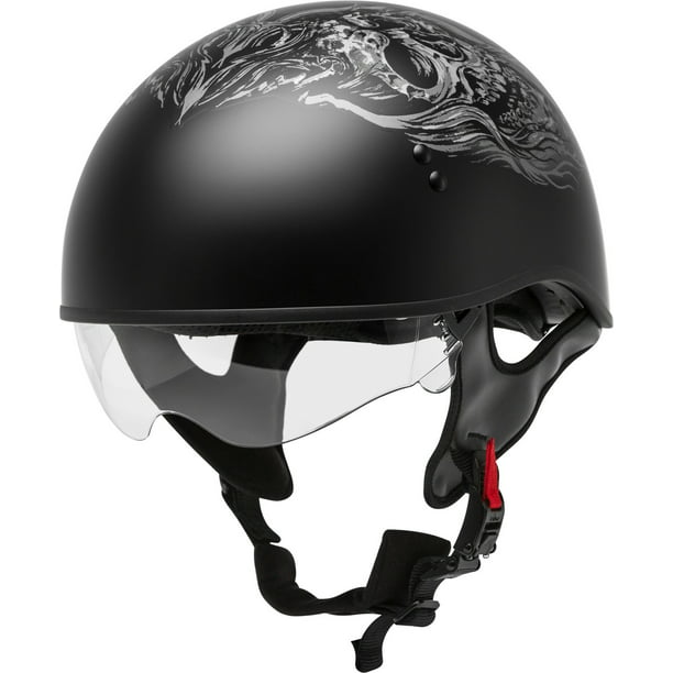 GMAX HH-65 Naked Ghost/Rip Half Motorcycle Helmet Black 