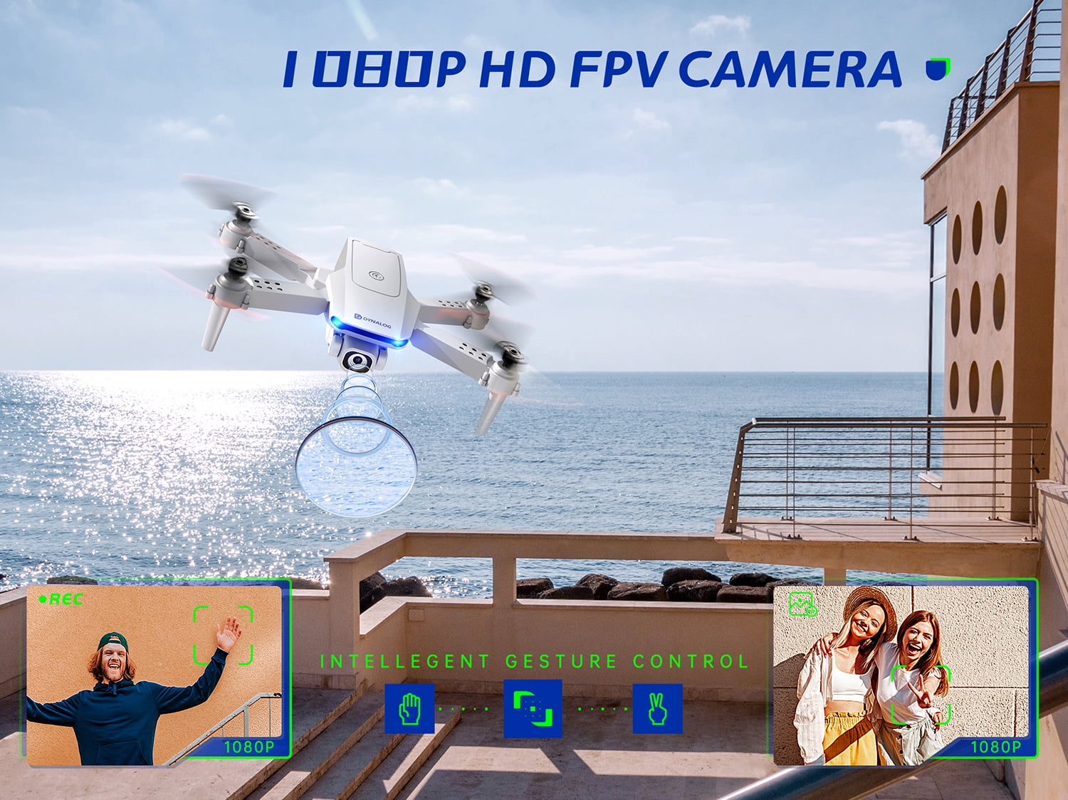 Dynalog 1080P Mini Foldable Drone with HD Camera FPV Wifi RC Quadcopter, Voice Control, Gesture Control, Trajectory Flight, Circle Fly, High-Speed Rotation, 3D Flips, Headless Mode