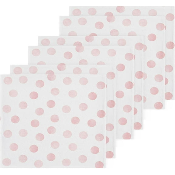 Coolnut 4 PCS Watercolor Pink Dots Washcloths, 12x12 Inches Cotton Wash Cloths, Highly Absorbent and Soft Face Towels for Bathroom,Gym,Hotel and Spa