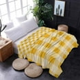 thumbnail image 3 of Flannel Fleece Throw Blanket, Microfiber Decorative Luxury Lightweight Cozy Couch Bed Ultra Comfort Soft Travel Use,Yellow Orange Buffalo Check Plaid 60" x 80", 3 of 6