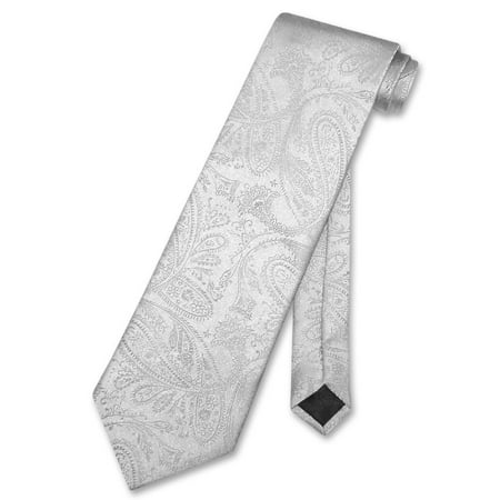 Color Paisley Necktie - Vesuvio Napoli NeckTie SILVER GREY Color Paisley Design Men's Gray Neck Tie