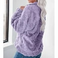thumbnail image 5 of GigrtiJin Women's Oversized Plush Thick Warm Jackets Long Sleeves 1/4 Zipper Lapel Fleece Solid Color Loose Tops, 5 of 5