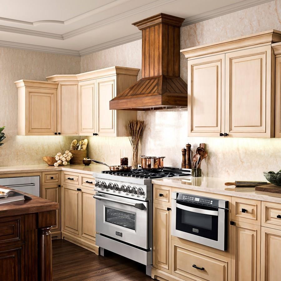 ZLINE 36 in. Wooden Wall Mount Range Hood in Rustic Light Finish - Includes Motor (KPLL-36)