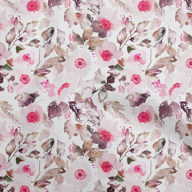 oneOone Polyester Spandex Pink Fabric Florals Sewing Material Print Fabric By The Yard 56 Inch Wide