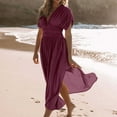 thumbnail image 5 of Women Dresses Casual Summer Slit V Neck Maxi Long Effortless Maxi Long Slit Lightweight Spring Beach Vacation Sundress, 5 of 7