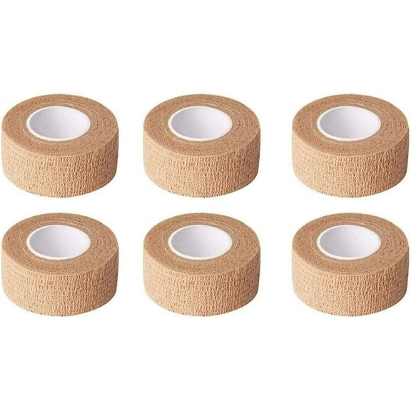 6pcs Skin Colour Elastic Self-Adhesive Bandages, 1 Inch Wide First Aid Wrap Bandage Finger Tape for Wrist and Ankle Sprains & Swelling