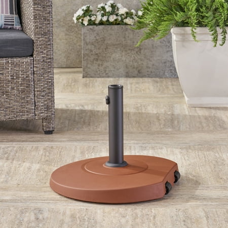 Outdoor 59.5lb Concrete Circular Umbrella Base with Aluminum Collar, Red