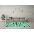 thumbnail image 3 of Ahgly Company Machine Washable Indoor Round Abstract Turquoise Blue Contemporary Area Rugs, 4' Round, 3 of 4