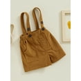 thumbnail image 5 of Michellecmm  Boy Girl Suspender Shorts Solid Color Corduroy Shorts Overalls, 5 of 9