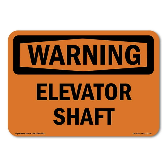 OSHA WARNING Sign - Elevator Shaft | Plastic Sign | Protect Your Business, Construction Site, Warehouse & Shop Area | Made in the USA