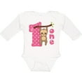 thumbnail image 3 of Inktastic Pink Sloth 1st Birthday Girls Long Sleeve Baby Bodysuit, 3 of 5