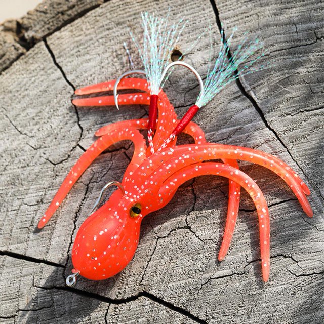 Señuelos de pesca blandos de pulpo de 11 cm y 22 g con anzuelo Crankbait cebo artificial (A)