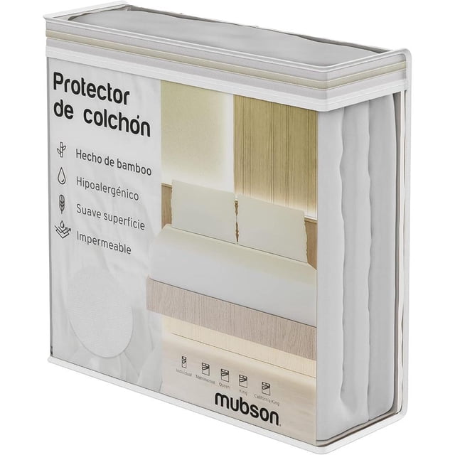 MUBSON Cubre Colchon Matrimonial con Tela 100% Impermeable y Anti Ácaros de Bamboo.