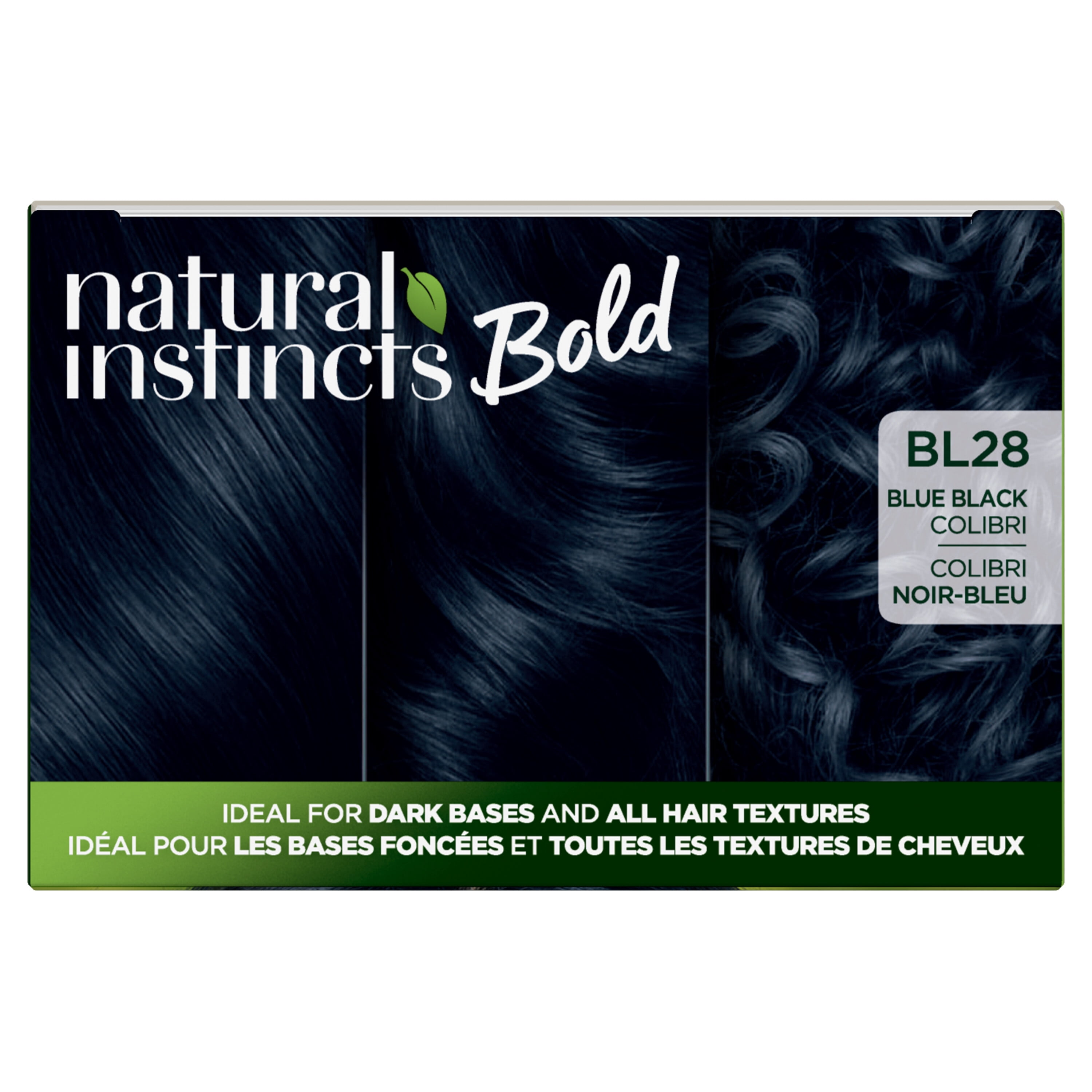 Clairol Natural Instincts Bold Hair Dye, Permanent Hair Color, BL28 Blue Black Colibri, 1 Application