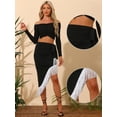 thumbnail image 2 of DARING DIVA Women Asymmetrical Ruched Tie Back Midi Bodycon Skirt S Black, 2 of 6