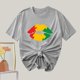thumbnail image 4 of Camiseta de Cuello Redondo Impresa Nueva Moda Casual de Manga Corta de las Mujeres, Mezcla Ligera de Poliéster para la Primavera, 4 of 6