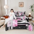 thumbnail image 4 of Manfei Teens Adults Minimalist Rectangle 3 Pieces Queen Comforter Set,Ombre Bling Glitter Ultra Soft Bedding Sets,Gradient Geometric Bedding Comforter Set Breathable,Ultra Soft Home Decor,Reversible, 4 of 8