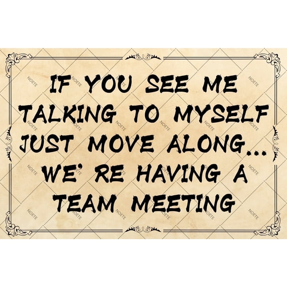 Noete Office Cubicle Decor Funny Bunny Tin Sign "If You See Me Talking to Myself, We're Having a Team Meeting" Rustic Wall Art for Office, Home, Classroom 8x12 Inch