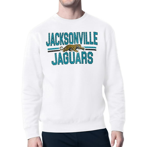 Men's Starter  White Jacksonville Jaguars Mesh Look Retro Team Logo Pullover Sweatshirt