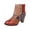 Khaki, variant on Retro Colorful Patchwork Ankle Boots for Women Chunky Block Heel Printed Short Boots Side Buttons and Zipper Festival Footwear Fall Winter