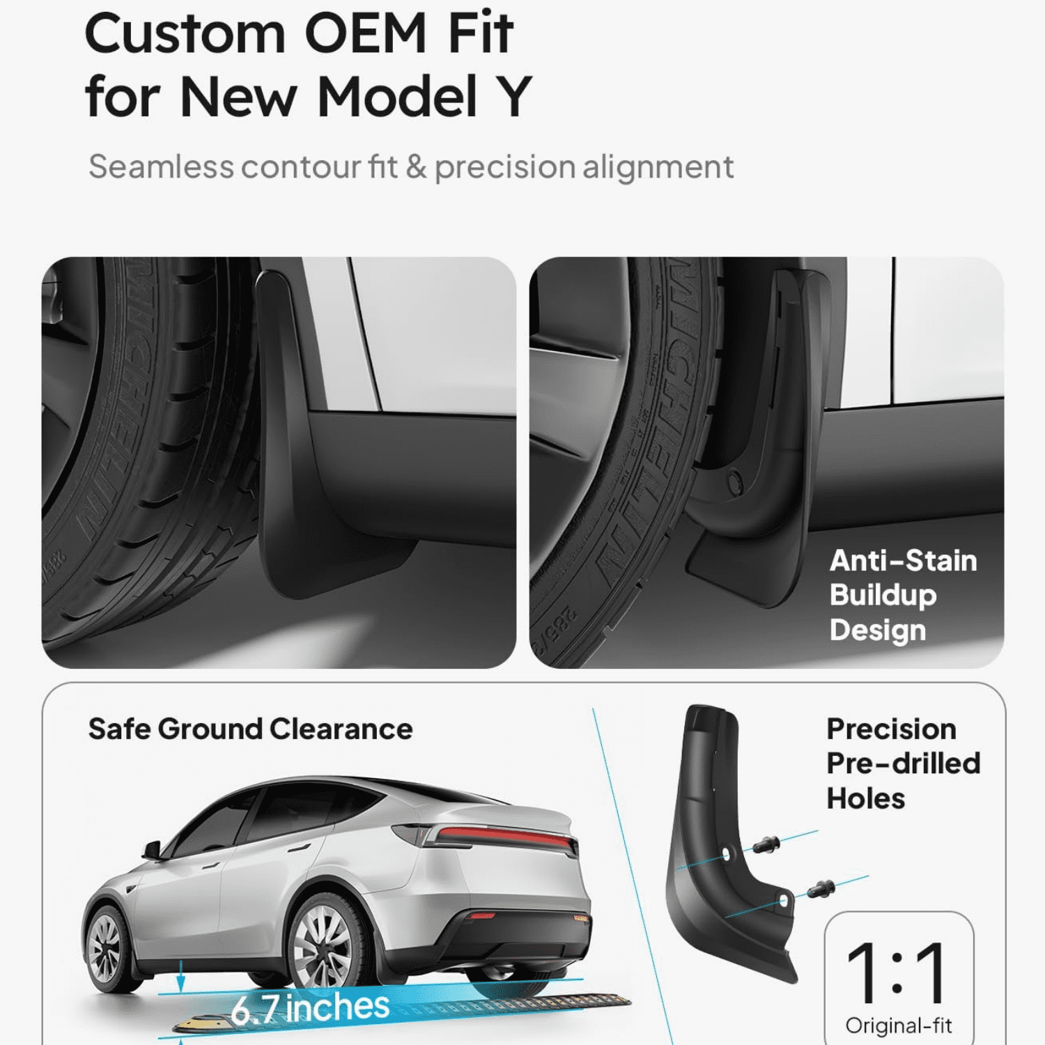 2025 New Tesla Model Y Juniper Accessories Mud Flaps [Stay Clean, Protect Paint] All Weather Guards Body Kits for Tesla New Model Y 2025 2026 Launch, Thicker Version (Set of 4)
