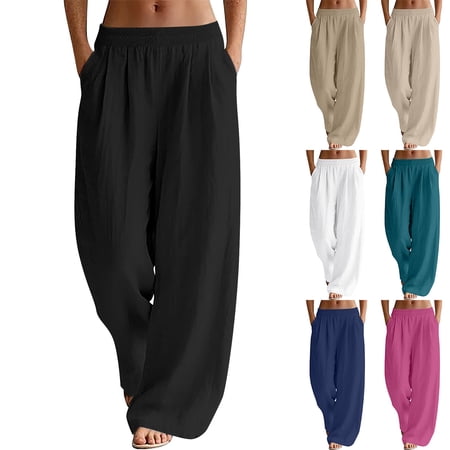 Women s High Waisted Baggy Cargo Pants Stretchy Wide Leg Streetwear 6 Pocket
