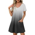 thumbnail image 2 of Bovxnpu Womens Summer Dress, Women's Casual Sundress Flowy A-Line Dresses Mini Dress, Women's Fashion Summer Gradient Short-sleeved V-neck Casual Dress S, 2 of 5