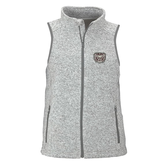Women's Heather Gray Missouri State University Bears Summit Fleece Full Zip Sweater Vest