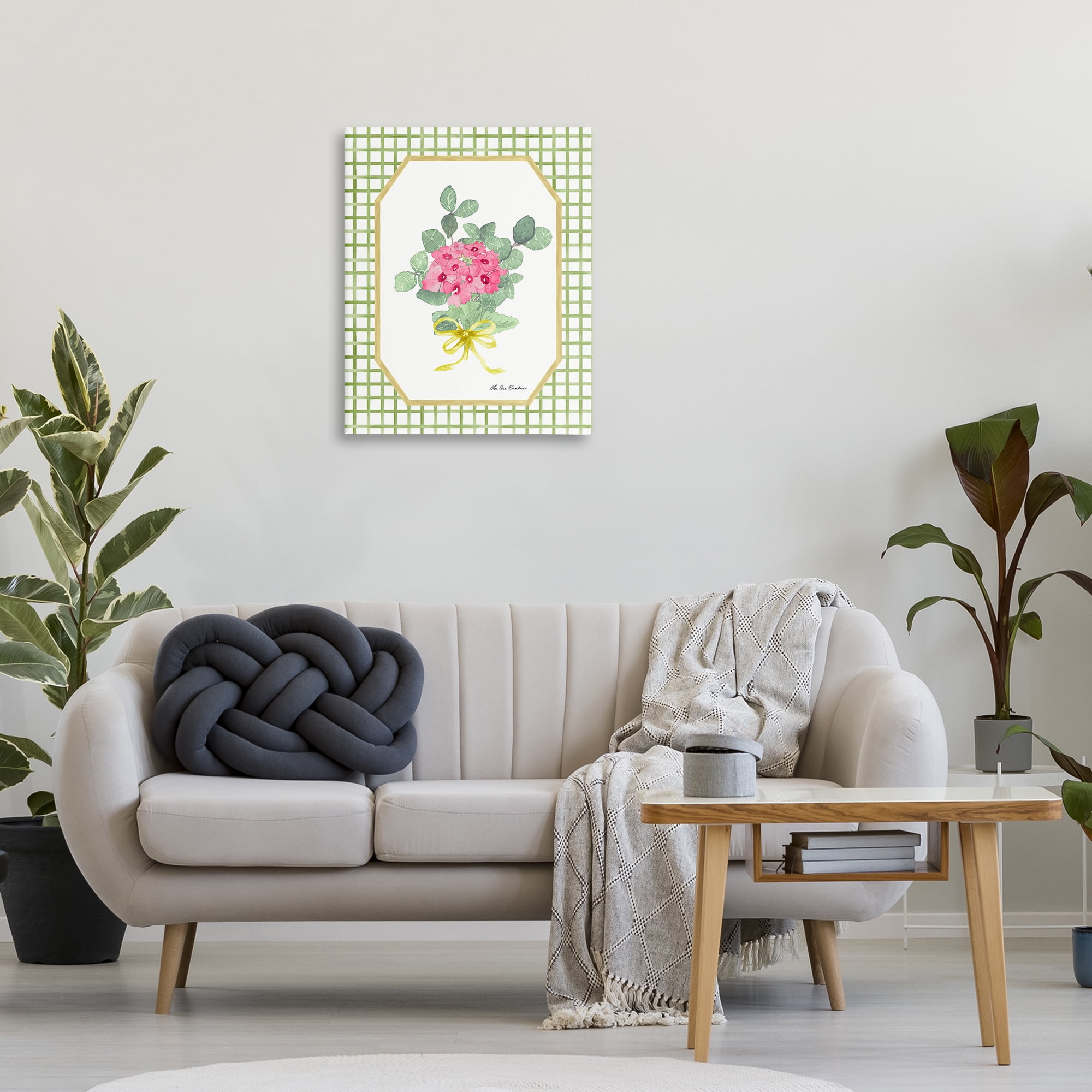 Botanical Story on Grid Pattern Canvas Wall Art, design by Lee Ann Sanders