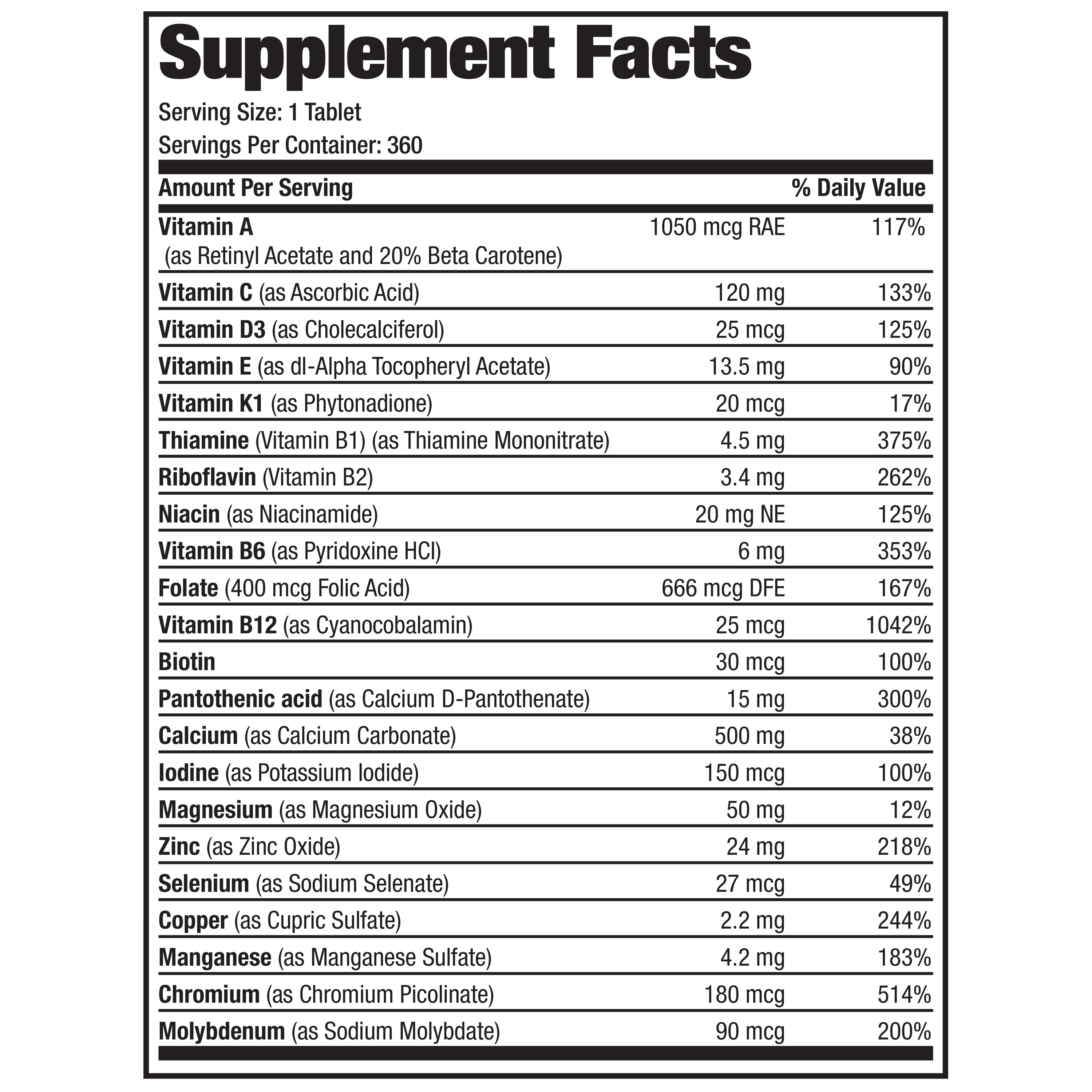 Bronson ONE Women's 50+ Complete MultiVitamin MultiMineral, 360 Tablets