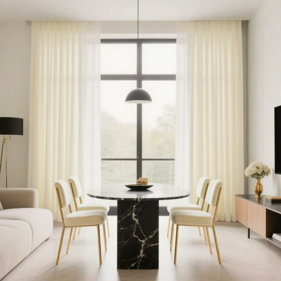 SMILETIME Back Tab Curtains, 2-Panel Set Rod Pocket & Pinch Pleat Design Light-Filtering & Thermal Insulation Ideal for Living Room, Bedroom & Office Windows