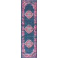 thumbnail image 1 of homeroots home decor 385252 2’ x 8’ Blue and Pink Medallion Runner Rug, 1 of 1