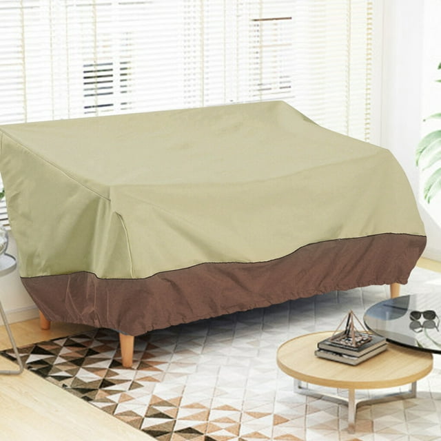 Waterproof Chair Cover Furniture Dustproof Foldable Covers Bench Adjustable Drawstring Protector Organizer Outdoor Lawn Beige + coffee